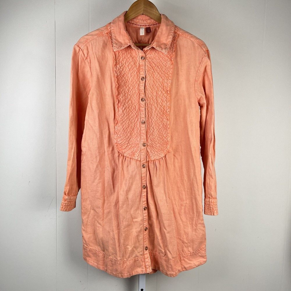 Anthropologie Pilcro Tunic Shirt Dress Orange Keyhole Back Cotton Womens Small
